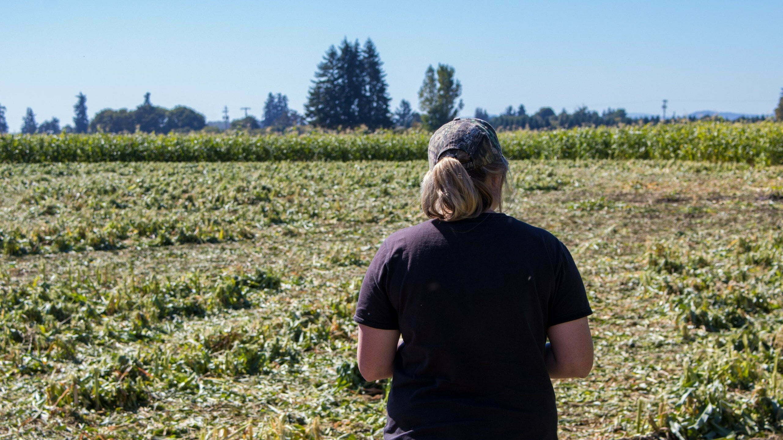 Jessica Blakely Touring Corn and Squash fields Stahlbush Island Farms