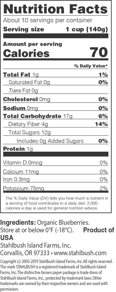 Stahlbush Blueberry Nutrition