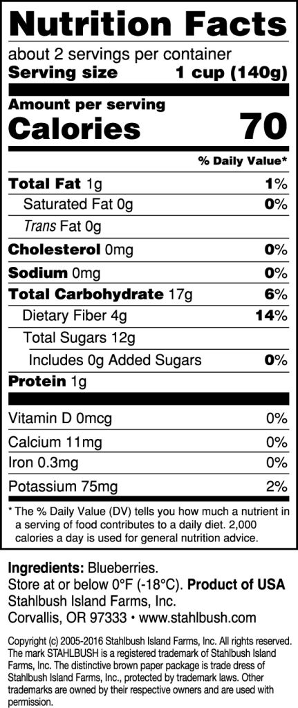 Stahlbush Blueberry Nutrition