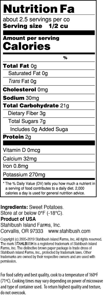 Stahlbush Colorful Sweet Potatoes Nutrition