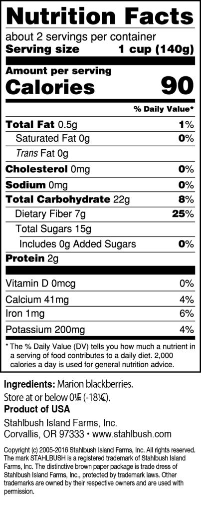 Stahlbush Marion Blackberry Nutrition