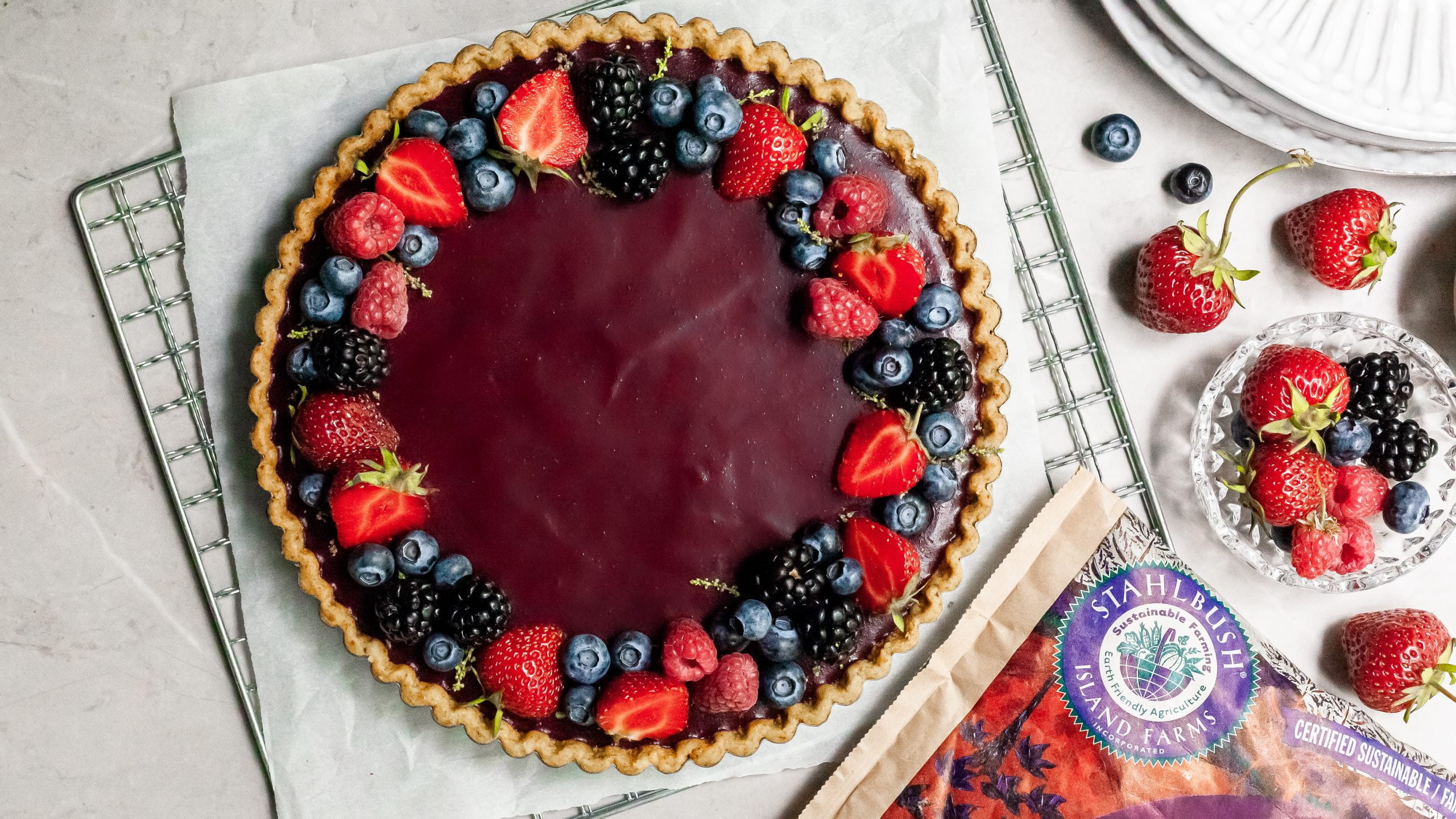 16 x 9 Crop – Branded Vegan Berry Chocolate Tart by Bronwyn Fraser Vegan Berry Chocolate Tart