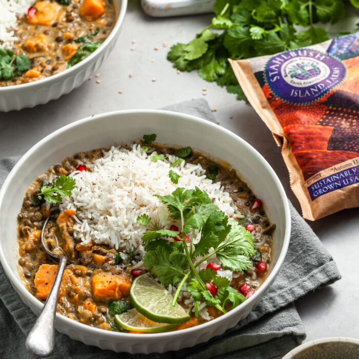 IG Crop Branded Plated Shot Sweet Potato Lentil Curry by Bronwyn Fraser