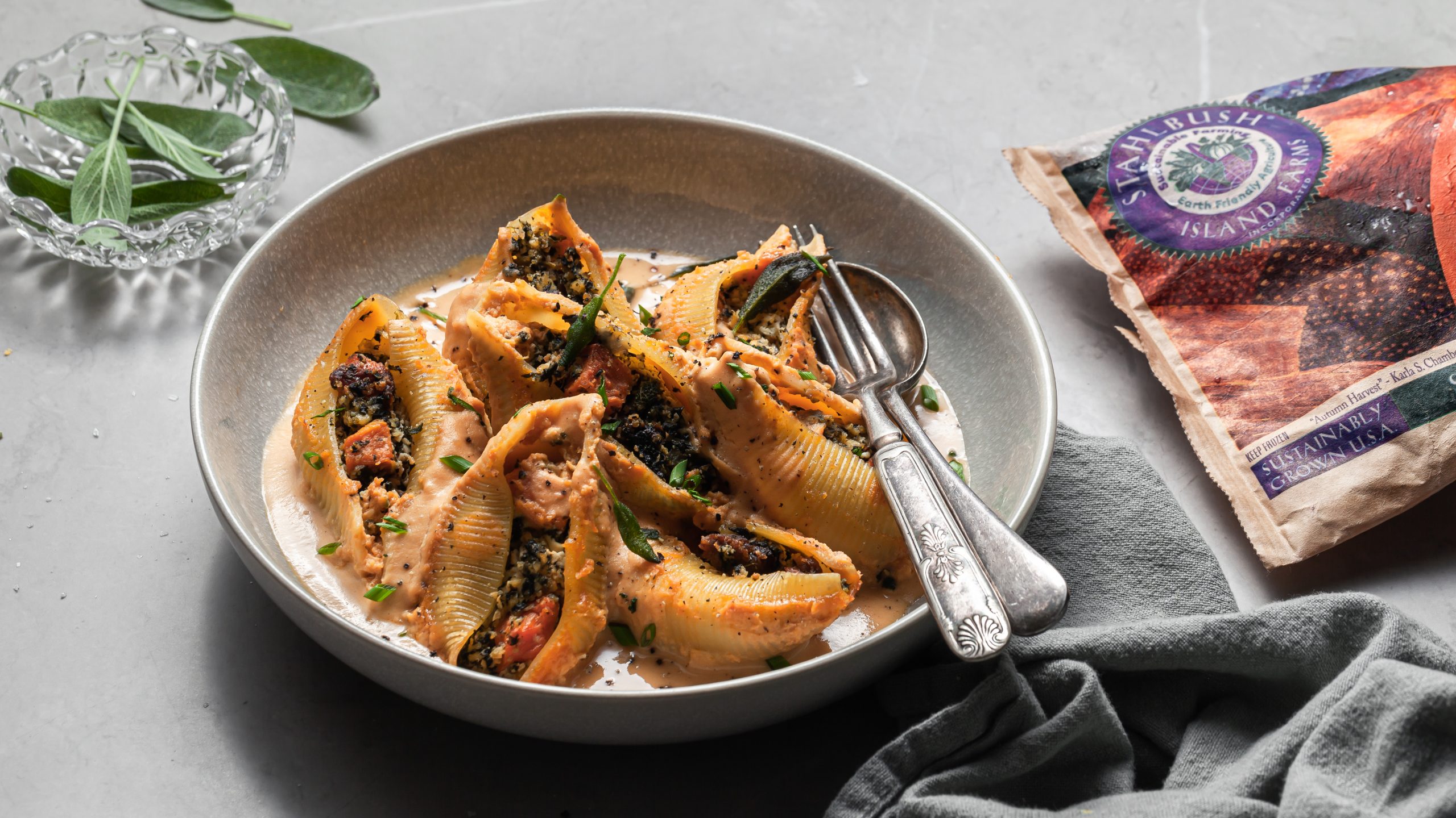 16-x9-Branded-Butternut-Sage-Stuffed-Pasta-Served-2-by-Bronwyn-Fraser-1-scaled Vegan Butternut Squash & Sage Stuffed Shells