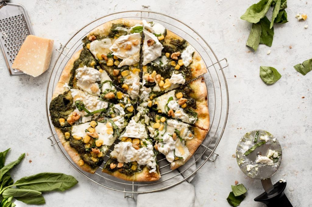 Spinach Pesto Pizza