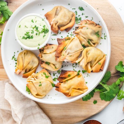Veggie Samosas with Avocado Cilantro Sauce