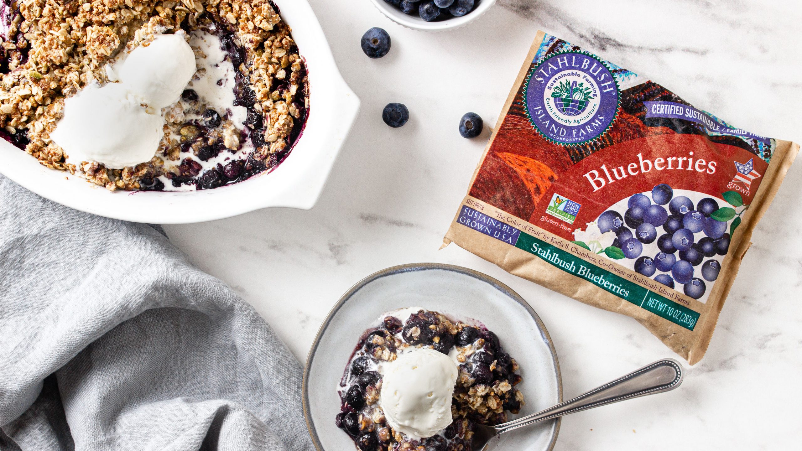 StahlbushFarm_BlueberryCrisp_1-12 Gluten Free Blueberry Crisp Stahlbush Island Farms Frozen Blueberries