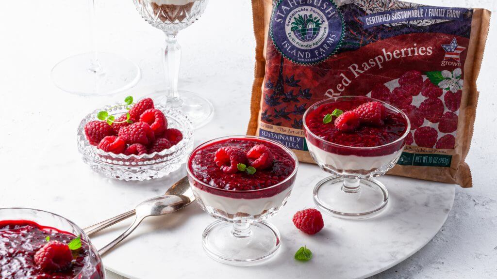 No Bake Raspberry Cheesecake Jars Stahlbush Island Farms Frozen Red Raspberries
