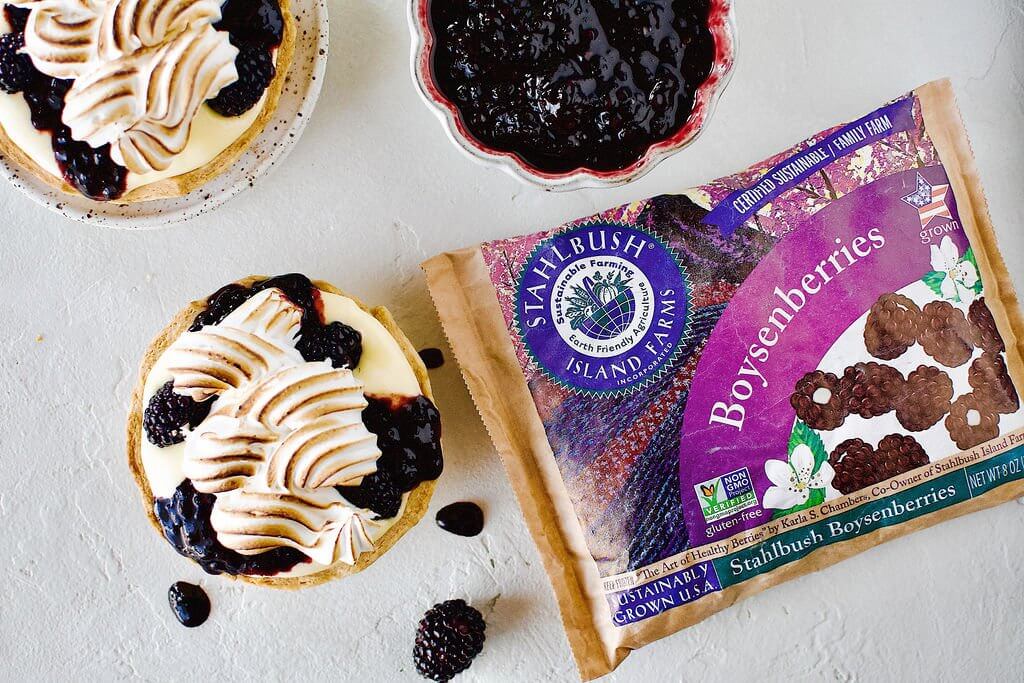 Boysenberry and Lemon Meringue Tarts Stahlbush Island Farms Frozen Boysenberries Boysenberry Lemon Meringue Tarts