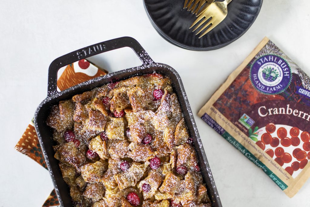 Eggnog Cranberry Bread Pudding