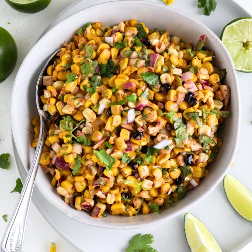 elote corn salad made with Stahlbush Island Farms Super Sweet Corn and Crazy Corn