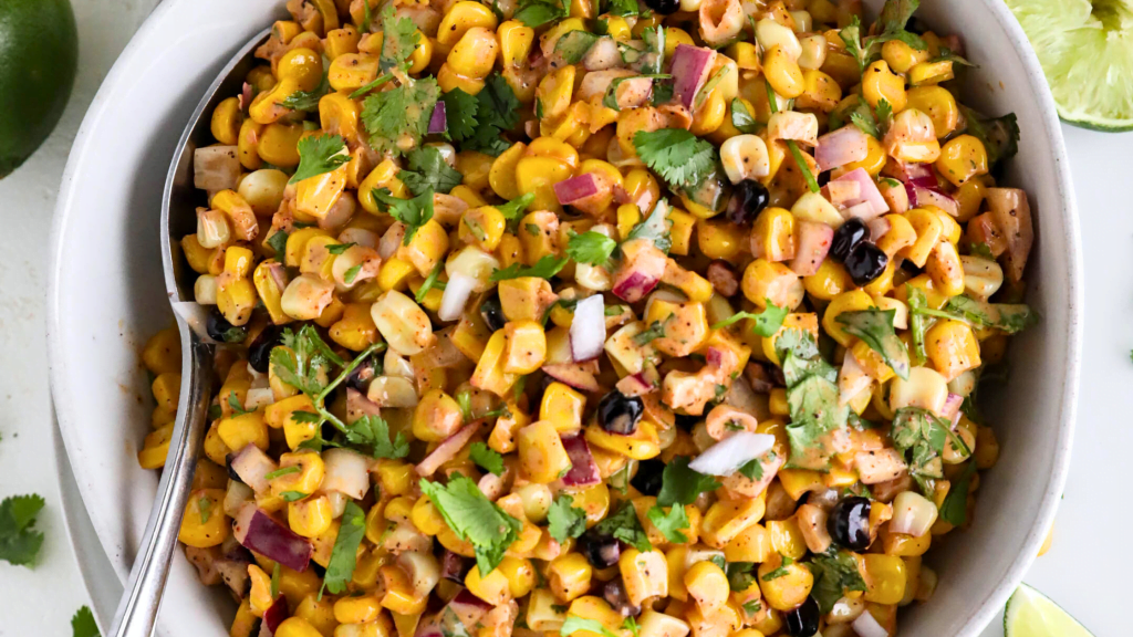 elote corn salad made with Stahlbush Island Farms Super Sweet Corn and Crazy Corn