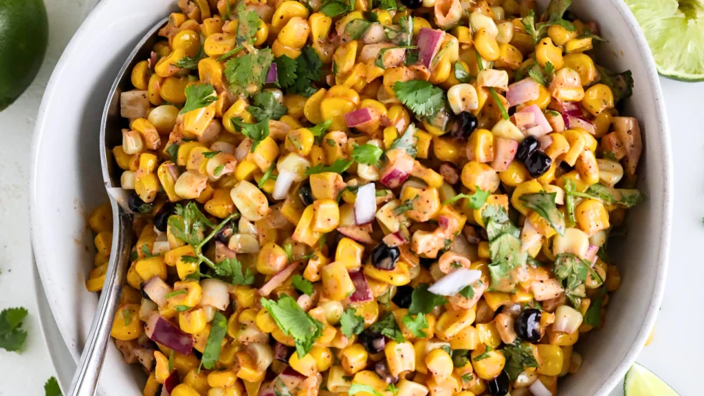 elote corn salad made with Stahlbush Island Farms Super Sweet Corn and Crazy Corn