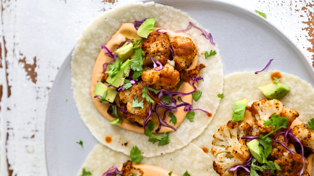Cauliflower tacos with chipotle crema