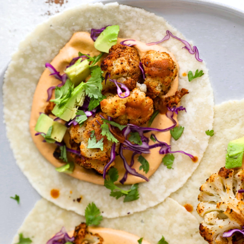 Cauliflower tacos with chipotle crema