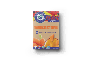 a mockup of a frozen puree box of carrot puree