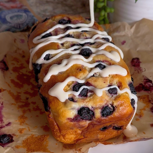 a loaf of blueberry lemon quickbread