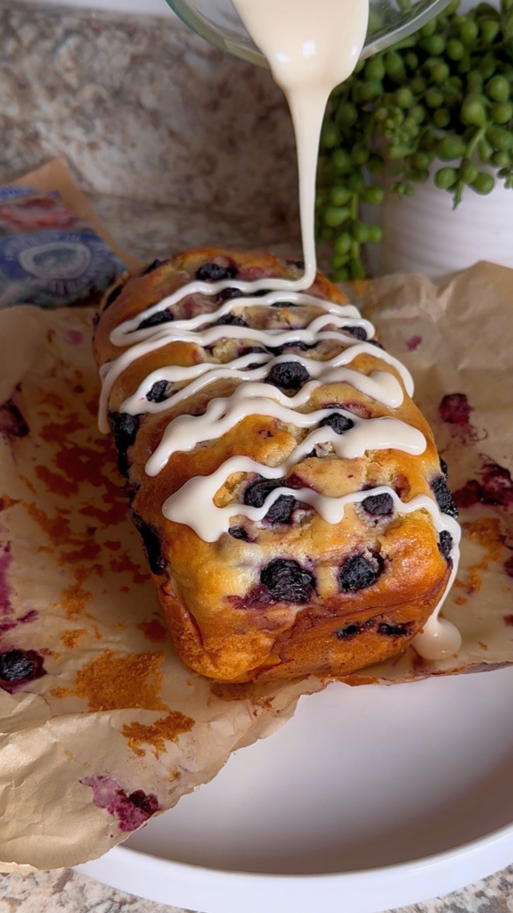 a loaf of blueberry lemon quickbread